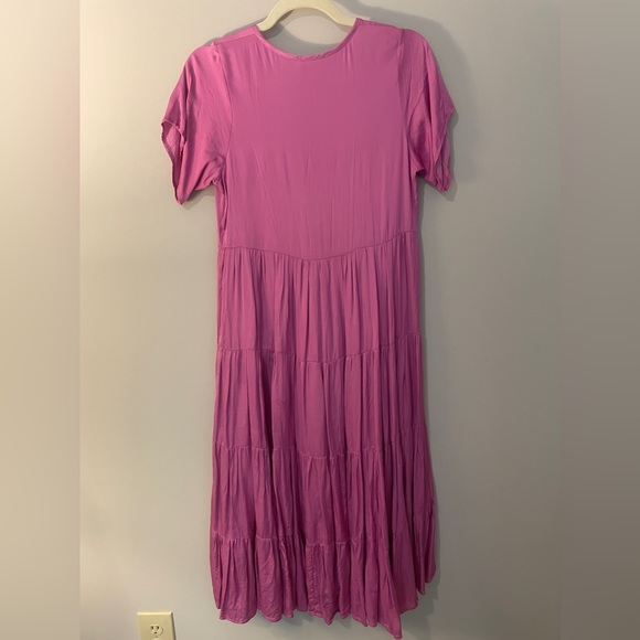 KARLIE Catalina Tiered Midi Dress in Magenta SZ S - Picture 6 of 8